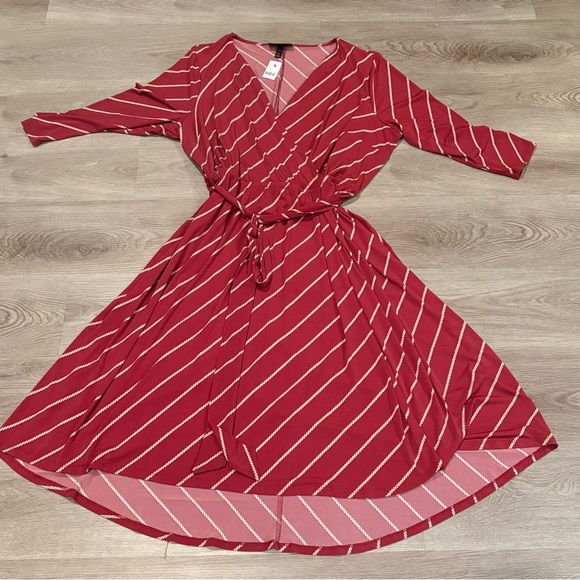 Lane Bryant Red Stripe Wrap Dress - Picture 2 of 11